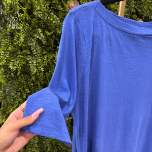 Maglia / Top Donna Tom Tailor Blu Elettrico a Manica Lunga con Scollo Barca