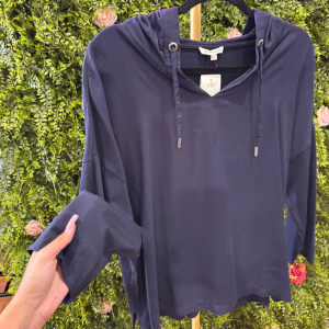 Felpa Leggera Donna Tom Tailor Blu con Cappuccio e Lacci