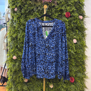 Camicia Donna Tom Tailor Fantasia Fantasiosa Blu/Nera a Manica Lunga in EcoVero