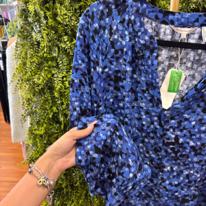 Camicia Donna Tom Tailor Fantasia Fantasiosa Blu/Nera a Manica Lunga in EcoVero