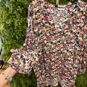 Camicia Donna Tom Tailor Fantasia Floreale Vintage con Scollo a V e Orlo Asimmetrico