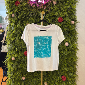 T-Shirt Donna Tom Tailor Denim Bianca con Stampa Grafica "Ocean" e Scollo Rotondo
