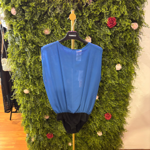 Body Donna Fiorucci Blu Elettrico e Nero Senza Maniche con Parte Superiore Effetto Blusa