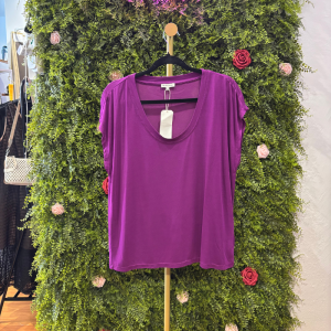 T-Shirt / Maxitop Donna Tom Tailor Viola Magenta con Ampio Scollo a V e Vestibilità Morbida