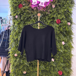 Maglia Nera Elegante con Maniche a ¾ Ampie Only