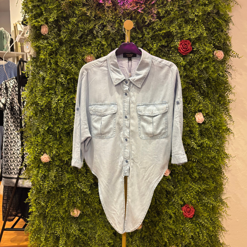 Camicia in Denim Leggero con Nodi e Tasche Vero Moda Denim