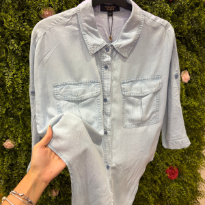 Camicia in Denim Leggero con Nodi e Tasche Vero Moda Denim