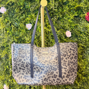 Borsa Shopping Cosmopolitan Maculata in Grigio Taupe con Dettagli Neri