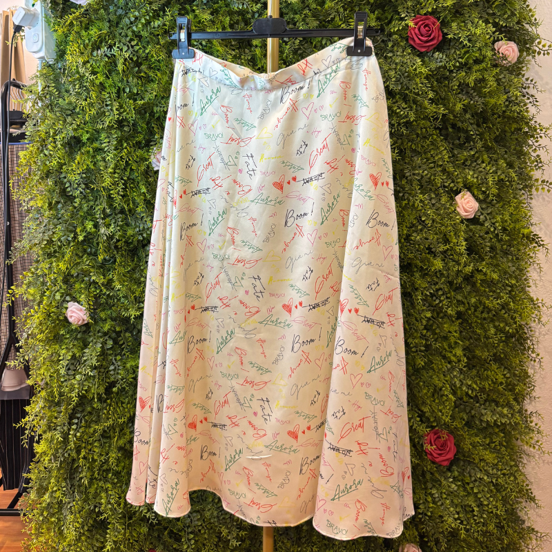 Gonna Midi Satinata Vero Moda con Scritte e Grafiche Multicolor