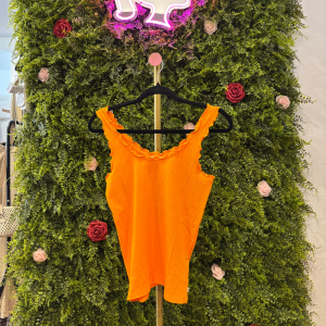 Canottiera Donna Tom Tailor a Costine con Volant Arancione
