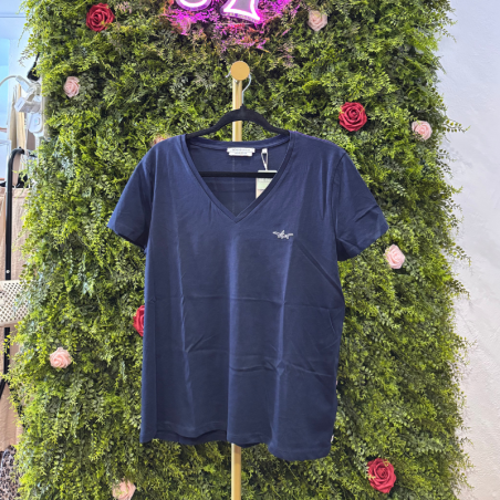 T-Shirt Donna Tom Tailor Blu Navy con Scollo a V