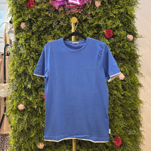 T-Shirt Donna Tom Tailor Blu con Bordi a Contrasto