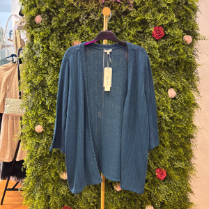 Cardigan Lungo Donna Tom Tailor Blu Petrolio Plus Size a Costine